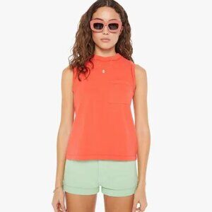 MOTHER Denim The Mock 10 Tee T Shirt Tank Top Sleeveless Hot Coral Small NEW